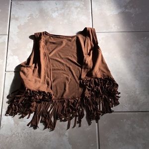 Brown fringed cardigan cowgirl style